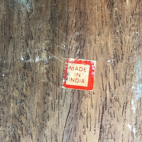 Vintage 1970’s Hand Carved Wooden Embossed Made In India Tray With Handles (ts) - Picture 9 of 9